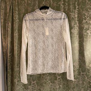 Anthropologie White Lace Top